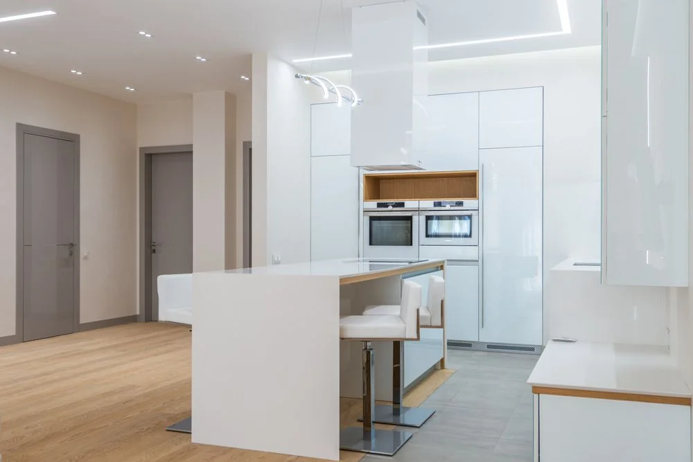 Immaculate modern white kitchen interior